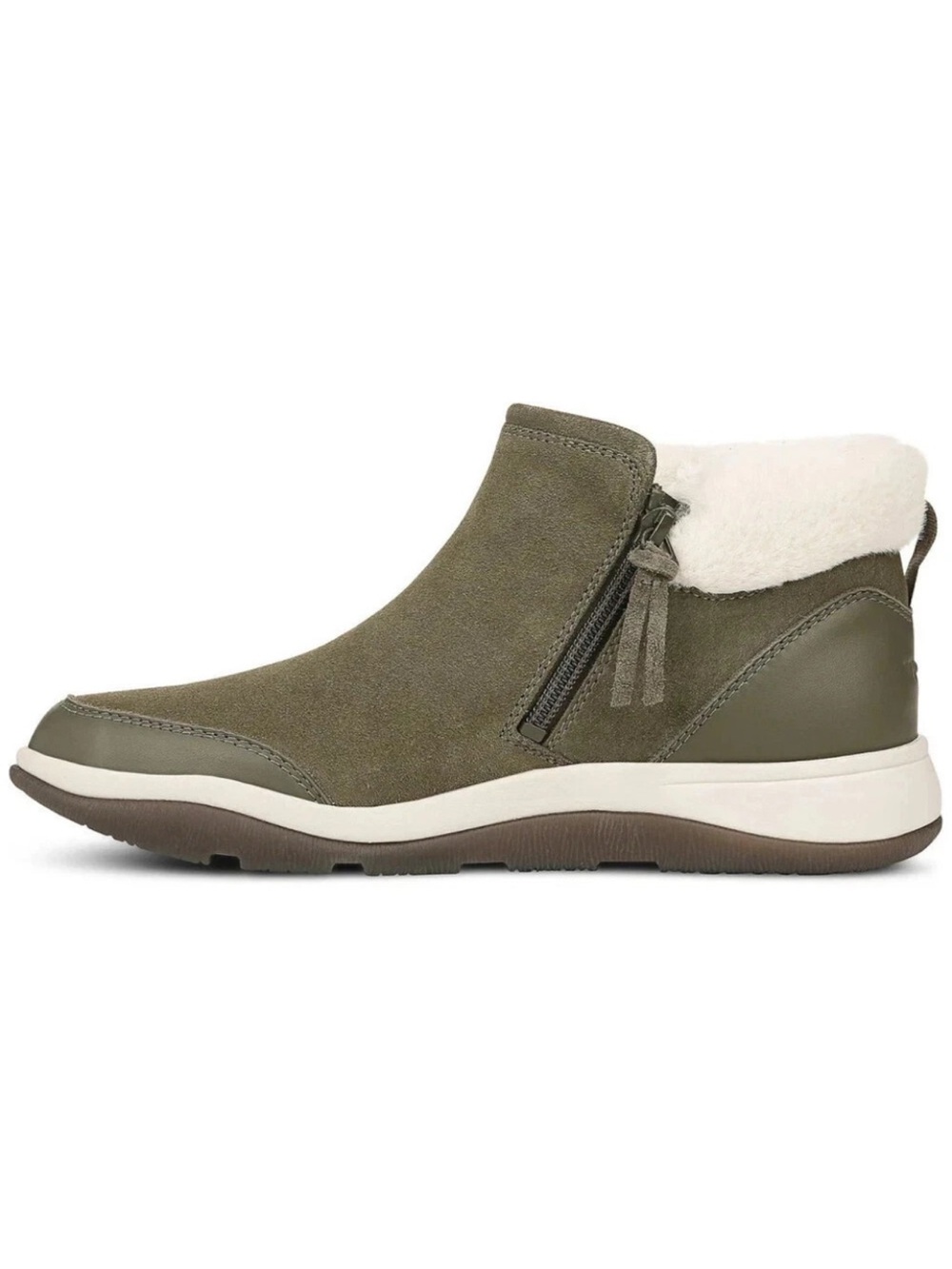 Vionic Norwood Womens Boots Olive Green Faux Fur Size 7